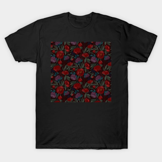 Peony burgundy dark T-Shirt by DenesAnnaDesign